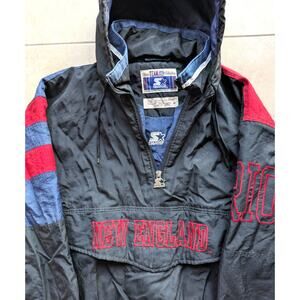 New England Patriots 90s STARTER puffer 1/2 Pullover jacket M Classic NFL vtg